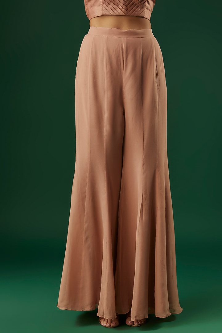 Blush Pink Organza & Silk Hand Embroidered Short Jacket Set by Ojasvini at Pernia's Pop Up Shop