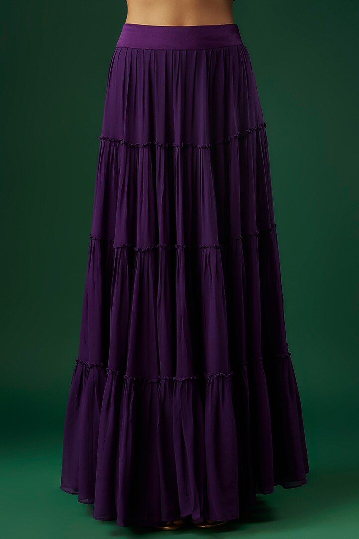 Purple Silk Chanderi Hand Embroidered Kurta Set by Ojasvini at Pernia's Pop Up Shop
