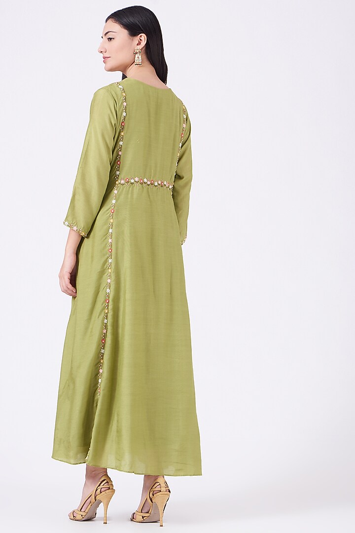 Avocado Green Embroidered Tunic by Ojasvini at Pernia's Pop Up Shop