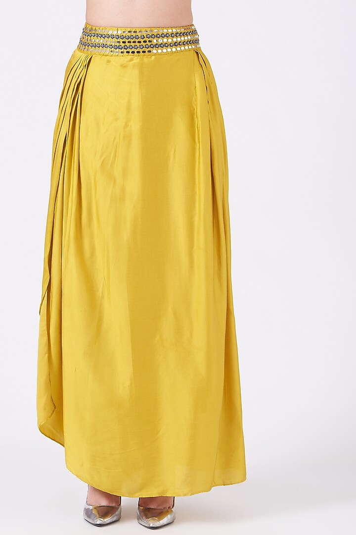 Mustard Embroidered Cape Set by Ojasvini at Pernia's Pop Up Shop