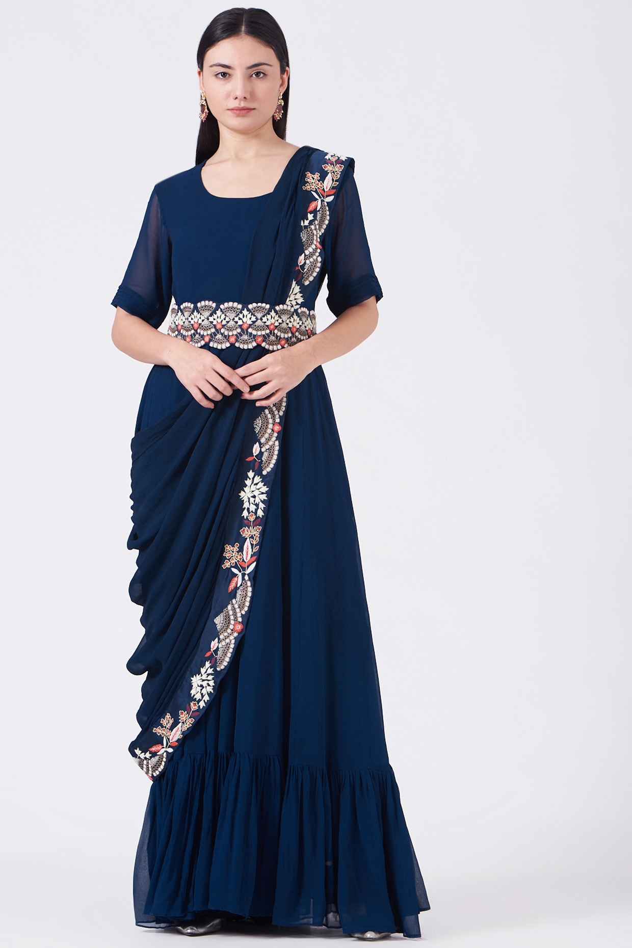 Heavy Embroidery Gown Saree Style