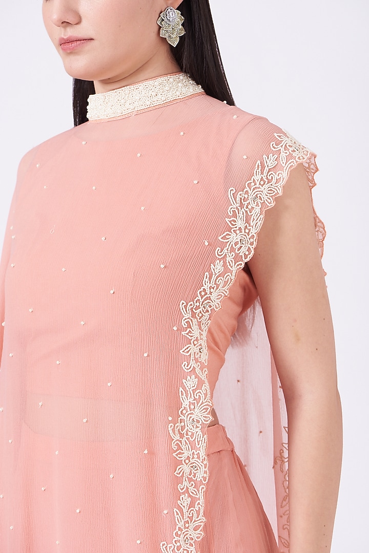 Blush Pink Chiffon Cape Set by Ojasvini at Pernia's Pop Up Shop