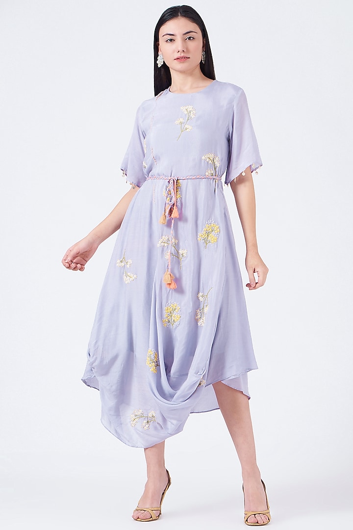 Lilac Embroidered Tunic by Ojasvini at Pernia's Pop Up Shop