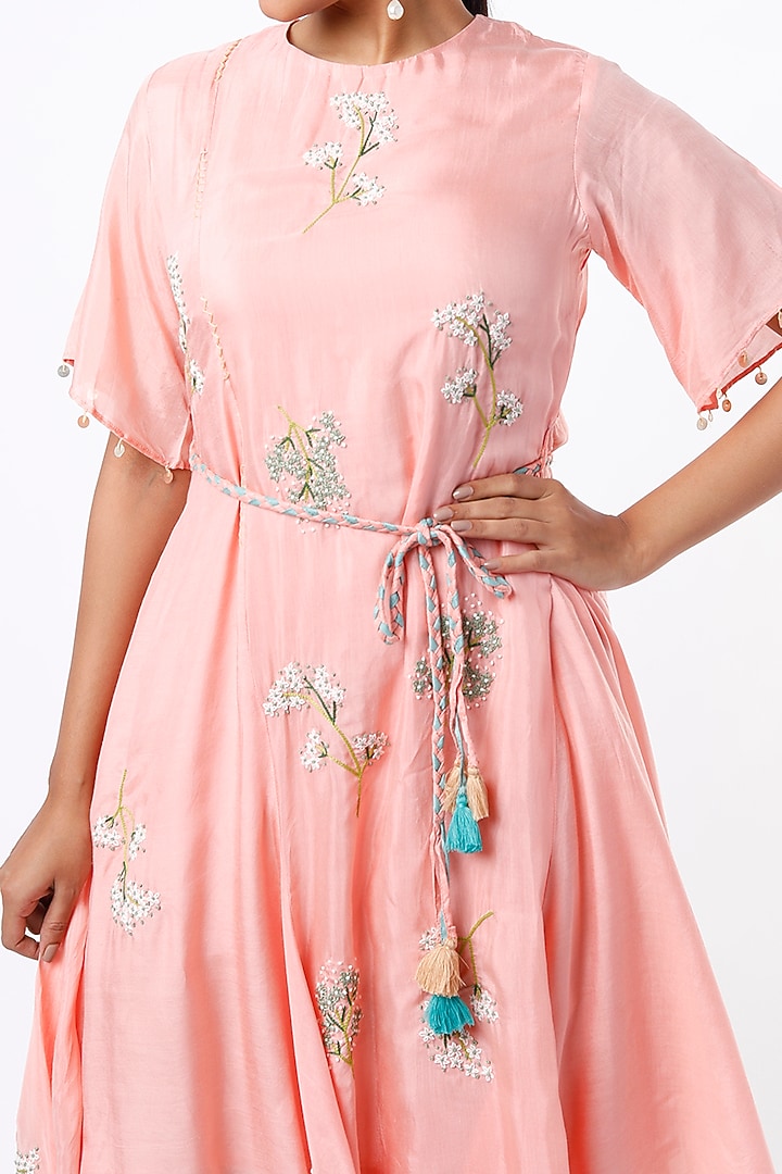 Blush Pink Tunic With Thread Work by Ojasvini at Pernia's Pop Up Shop