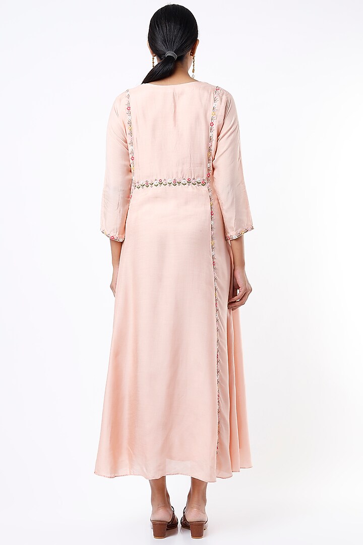Peachish Pink Silk Muslin Tunic by Ojasvini at Pernia's Pop Up Shop