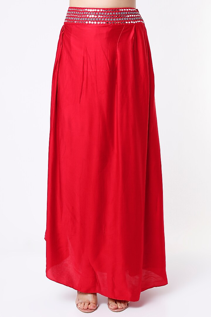 Red Embroidered Cape Set by Ojasvini at Pernia's Pop Up Shop