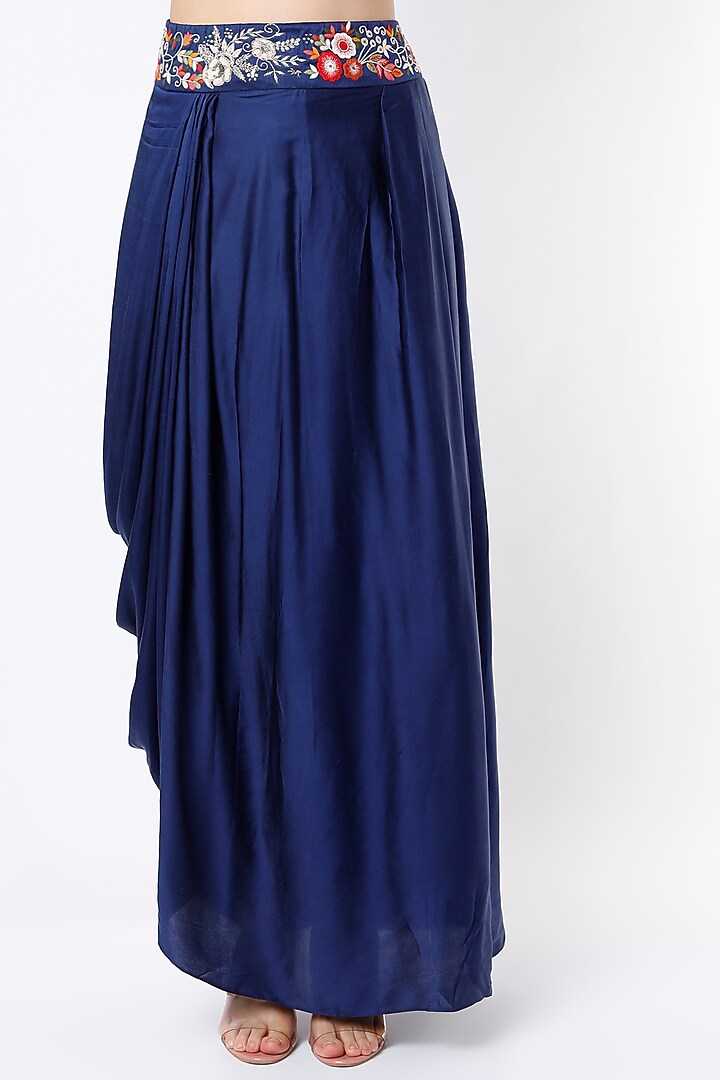 Blue Ombre Embroidered Cape Set by Ojasvini at Pernia's Pop Up Shop