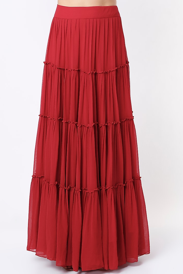 Red Embroidered Kurta Set by Ojasvini at Pernia's Pop Up Shop