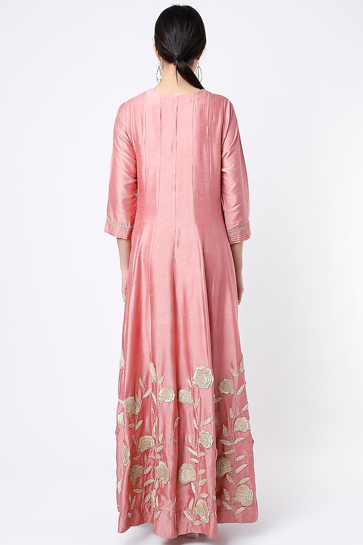 Dusty Pink Wedding Anarkali Set With Gota Work by Ojasvini at Pernia's Pop Up Shop