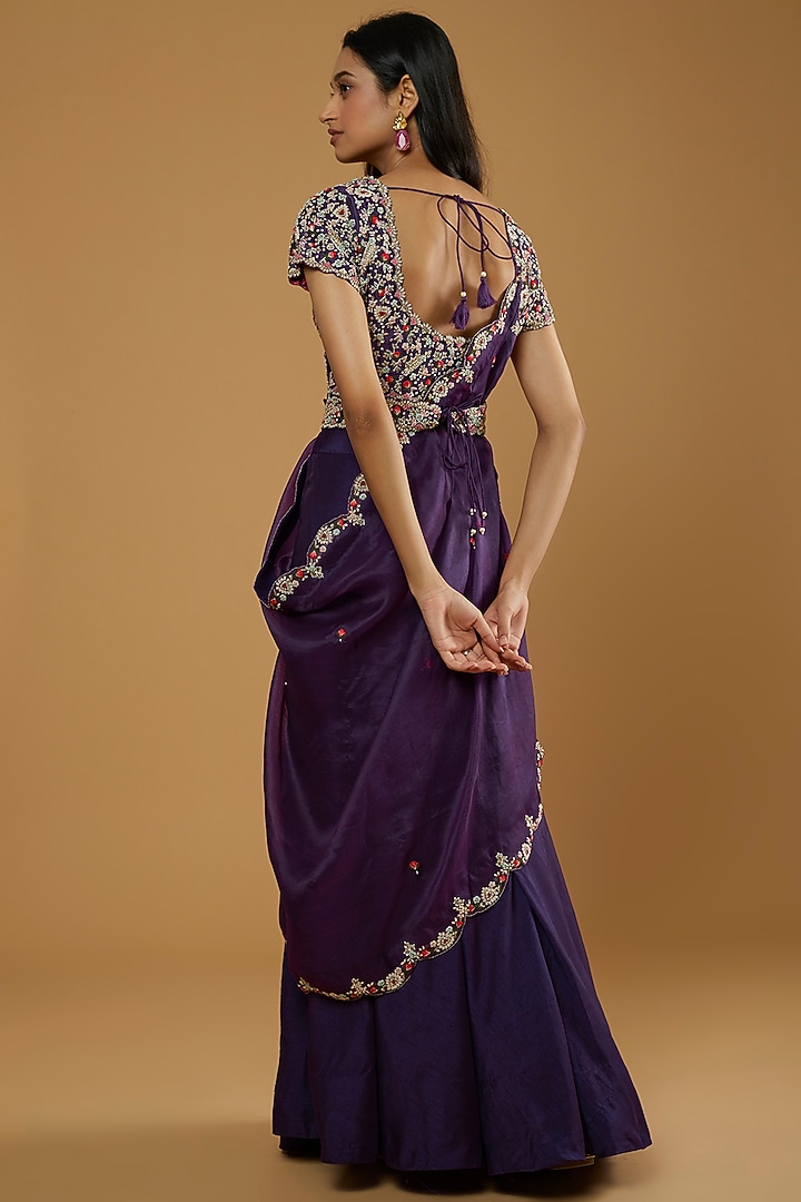 Purple Embroidered Wedding Lehenga Set by Ojasvini at Pernia's Pop Up Shop
