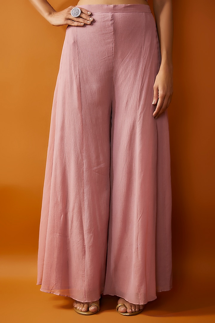 Pink Chiffon Embroidered Cape Set by Ojasvini at Pernia's Pop Up Shop
