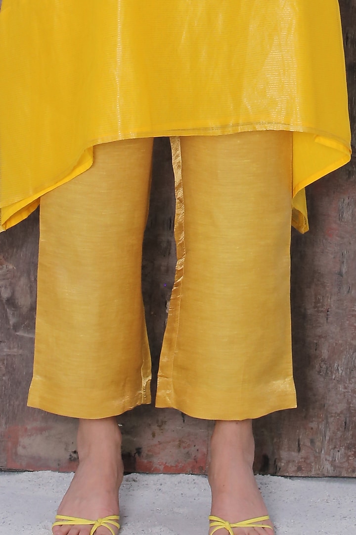 Yellow Embroidered A-Line Kurta Set by OJA at Pernia's Pop Up Shop