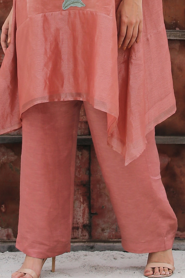 Dusty Pink Embroidered A-Line Kurta Set by OJA at Pernia's Pop Up Shop