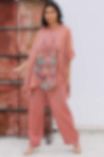 Dusty Pink Linen Satin Pant Set by OJA at Pernia's Pop Up Shop