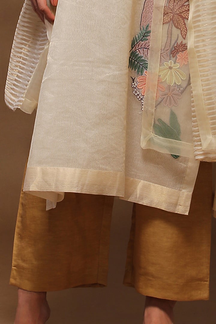 Almond White Embroidered Kurta Set by OJA at Pernia's Pop Up Shop