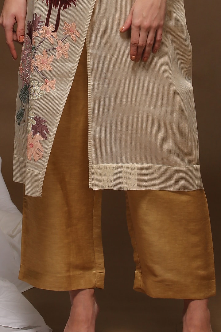 Almond White Embroidered Long Jacket Set by OJA at Pernia's Pop Up Shop