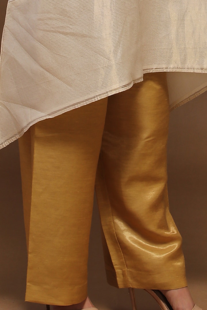 Almond White Embroidered A-Line Kurta Set by OJA at Pernia's Pop Up Shop