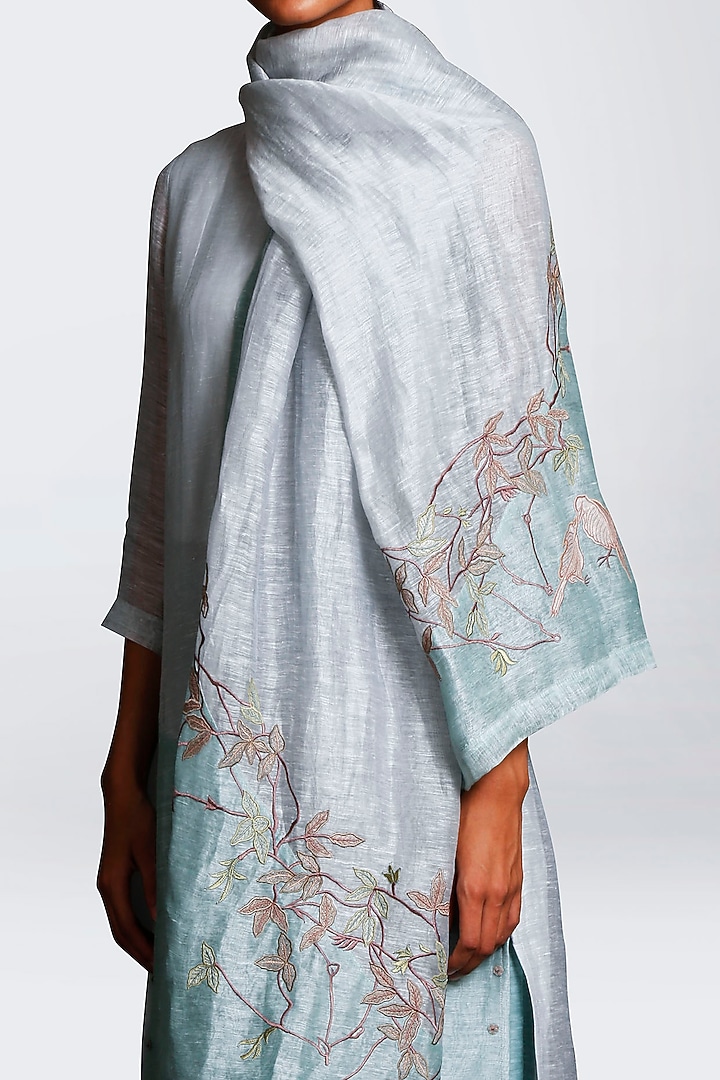 Light Blue Appliques Embroidered Kurta Set by OJA at Pernia's Pop Up Shop
