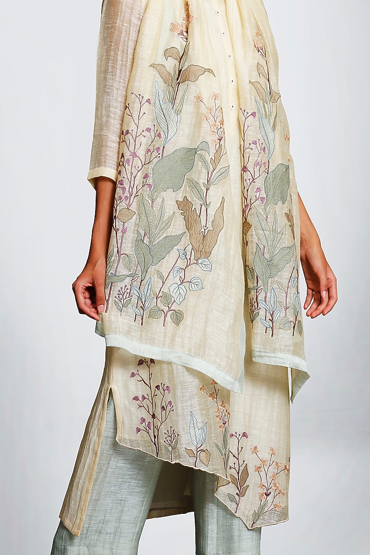 Lemon Yellow & Mint Green Embroidered Kurta Set by OJA at Pernia's Pop Up Shop
