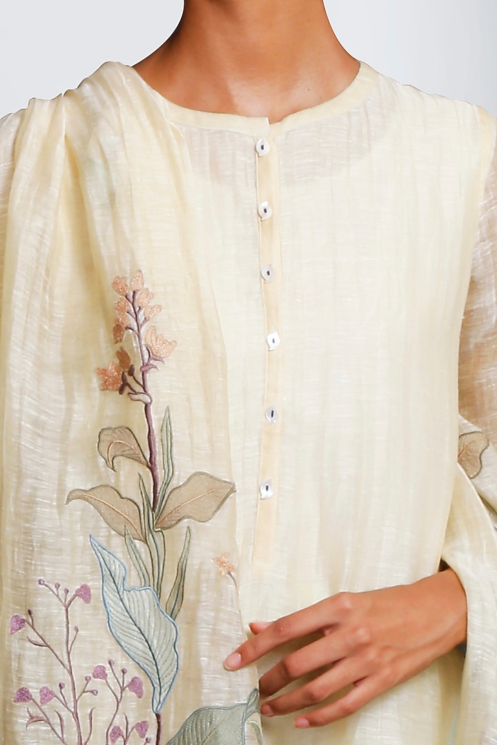 Lemon Yellow & Mint Green Embroidered Kurta Set by OJA at Pernia's Pop Up Shop
