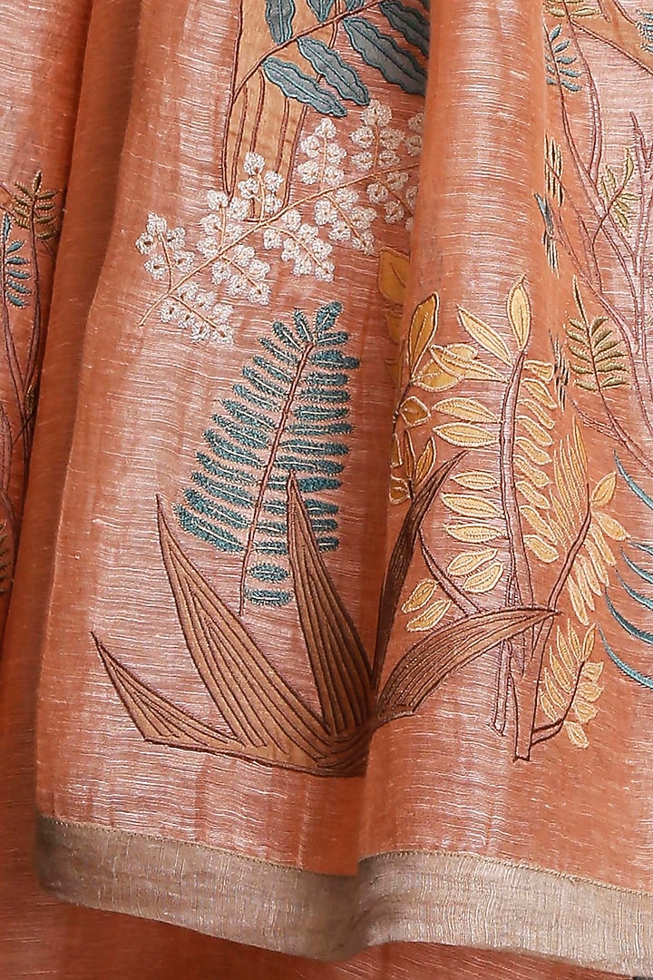 Peach & Beige Embroidered Kurta Set by OJA at Pernia's Pop Up Shop
