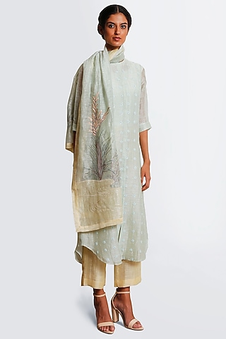 Light Blue Embroidered Kurta Set by OJA