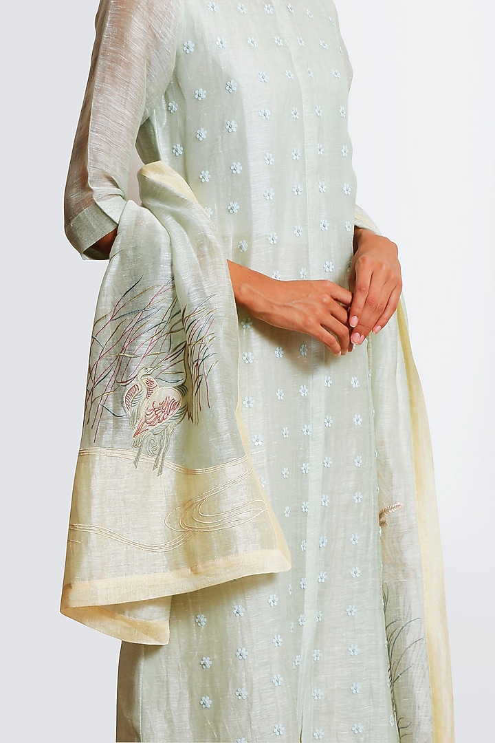 Light Blue Embroidered Kurta Set by OJA at Pernia's Pop Up Shop