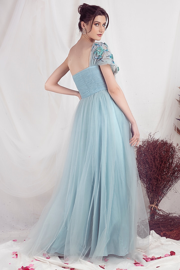 Sky Blue Tulle Gown – House of Yiko