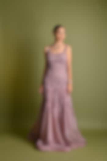 Blush Pink Embroidered Gown by One Knot One