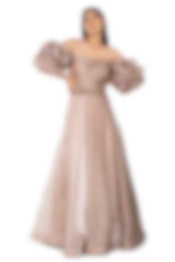 Gold Organza Gown by One Knot One
