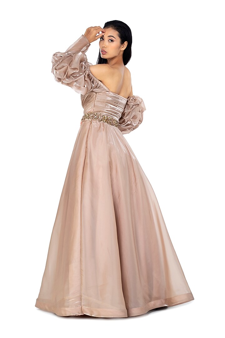 Gold Organza Gown by One Knot One By Ashna at Pernia's Pop Up Shop