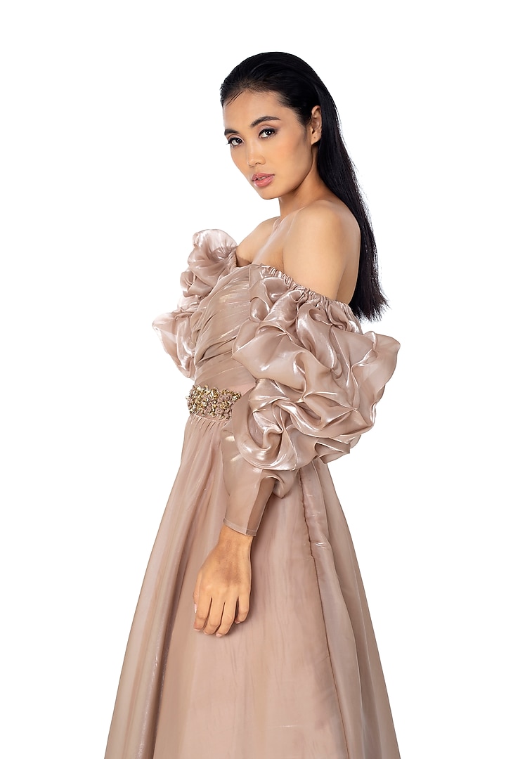 Gold Organza Gown by One Knot One By Ashna at Pernia's Pop Up Shop