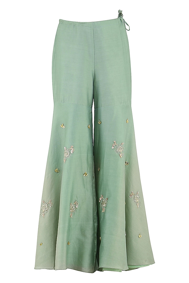 Sage green embroidered sharara pants set available only at Pernia's Pop Up Shop.