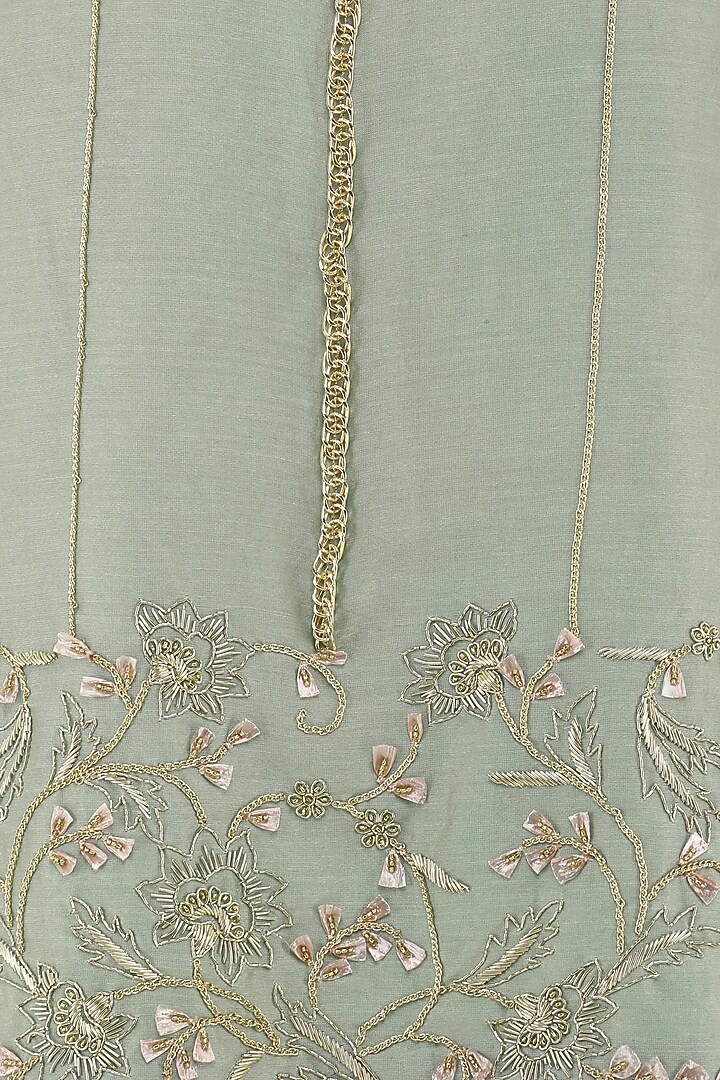 Sage green embroidered sharara pants set available only at Pernia's Pop Up Shop.