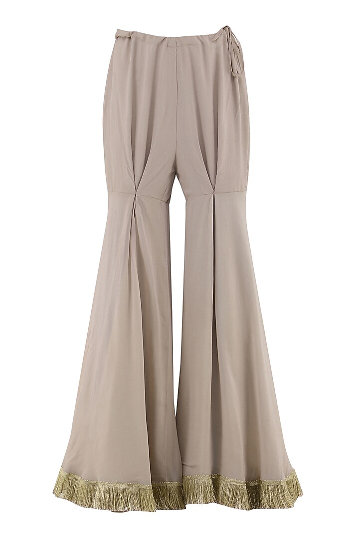 Taupe embroidered sharara pants set available only at Pernia's Pop Up Shop.