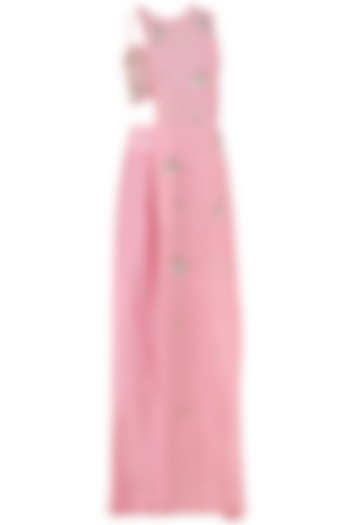 Peony pink embroidered crop top, cape and pants set available only at Pernia's Pop Up Shop.