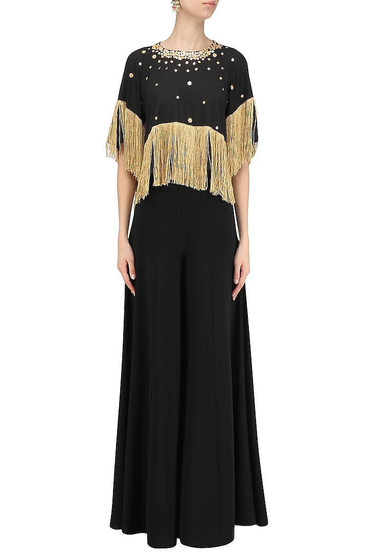 Black embroidered fringe top available only at Pernia's Pop Up Shop.