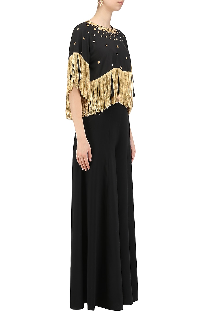 Black embroidered fringe top available only at Pernia's Pop Up Shop.