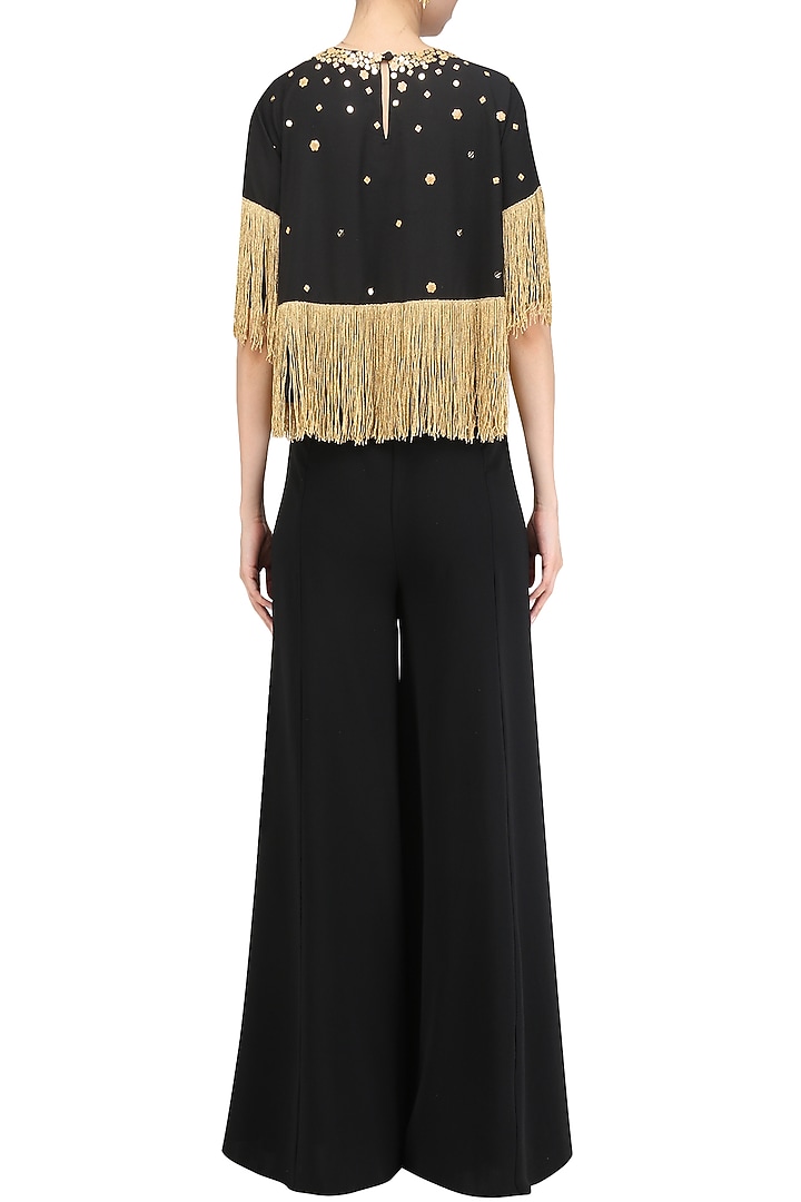 Black embroidered fringe top available only at Pernia's Pop Up Shop.