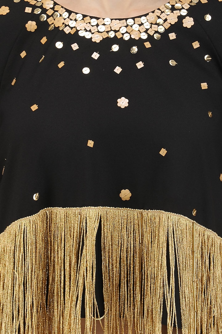 Black embroidered fringe top available only at Pernia's Pop Up Shop.