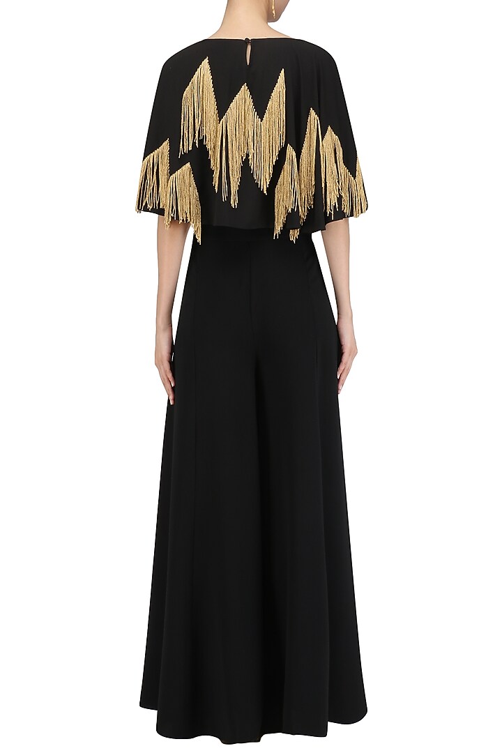 Black chevron embroidered crop cape available only at Pernia's Pop Up Shop.