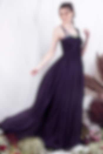 Purple Chiffon Embellished Gown by One Knot One
