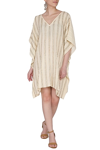 Ivory Hand Beaded Kaftan Dress by Ollari
