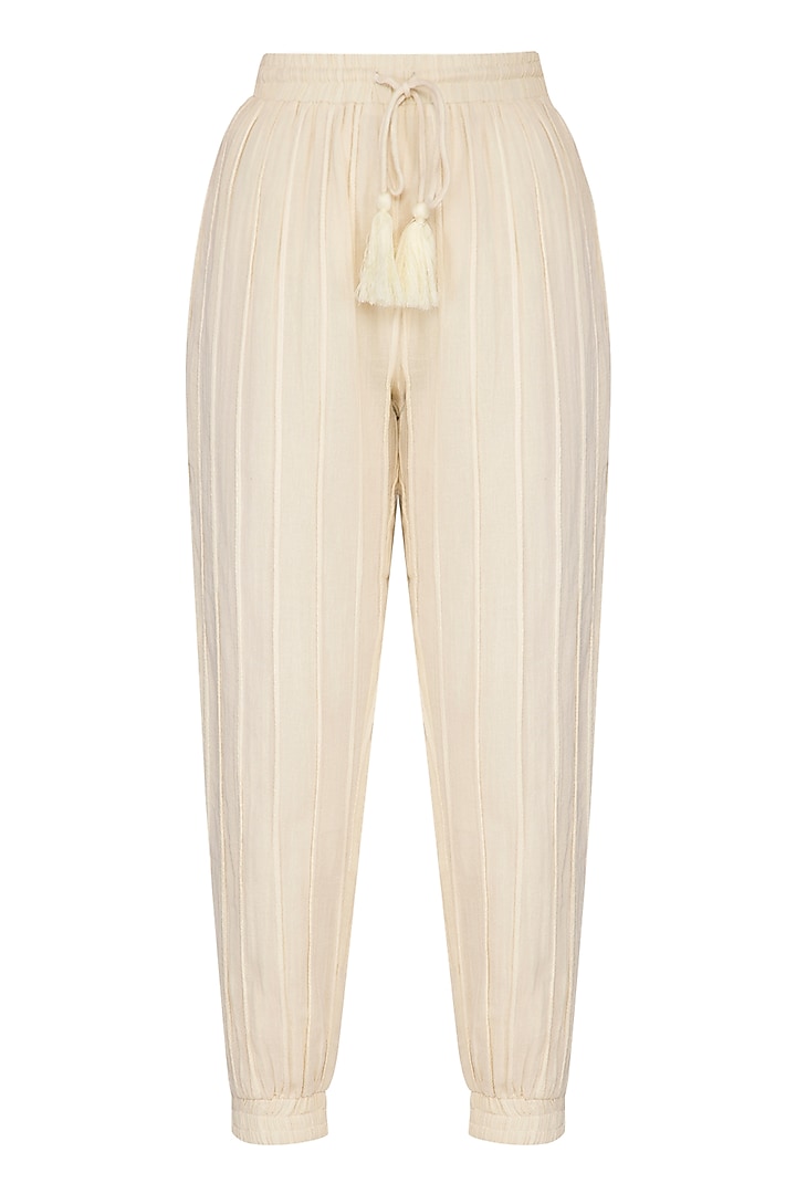 Ivory Cotton Jogger Pants by Ollari at Pernia's Pop Up Shop