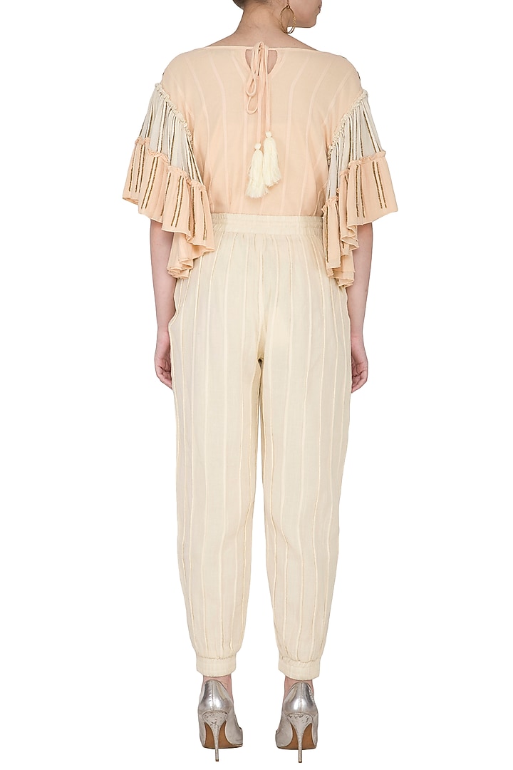 Ivory Cotton Jogger Pants by Ollari at Pernia's Pop Up Shop
