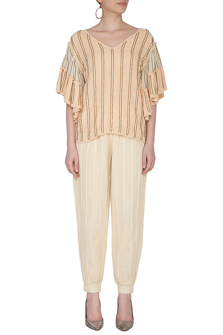 Blush Ivory Hand Beaded Top by Ollari at Pernia's Pop Up Shop
