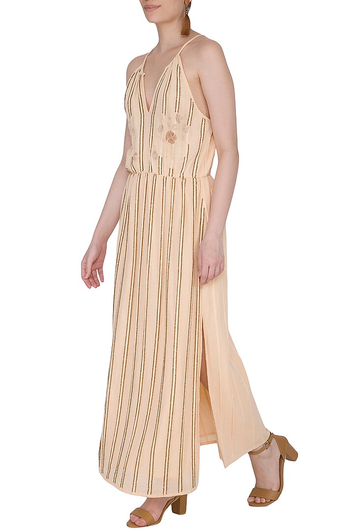 Blush Ivory Embroidered Maxi Dress by Ollari at Pernia's Pop Up Shop