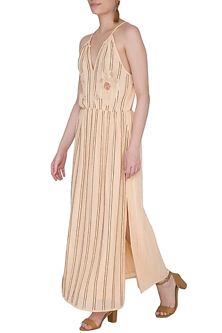Blush Ivory Embroidered Maxi Dress by Ollari