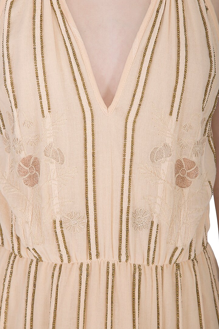 Blush Ivory Embroidered Maxi Dress by Ollari at Pernia's Pop Up Shop