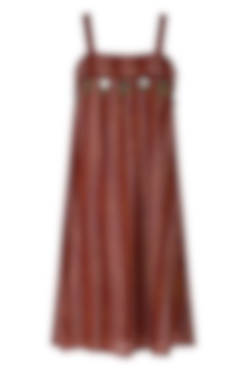Wine Striped Knee Length Dress by Ollari